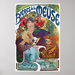 Poster Bière vintage Art Nouveau Alphonse Mucha