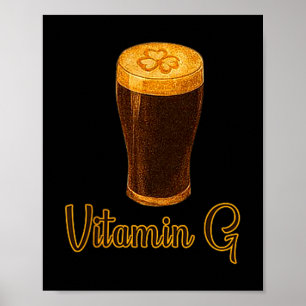 Poster Bière vitaminée Shamrock Chanceux Drôle de Saint-P