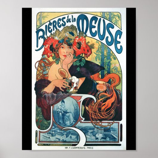 Poster Bieres de la Meuse, Mucha (Devant)