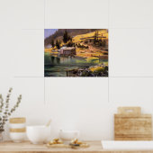 Poster Bierstadt - Camp de pêche et de chasse, Alaska (Cuisine)