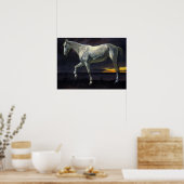 Poster Bierstadt - Cheval Blanc Et Coucher De Soleil (Cuisine)