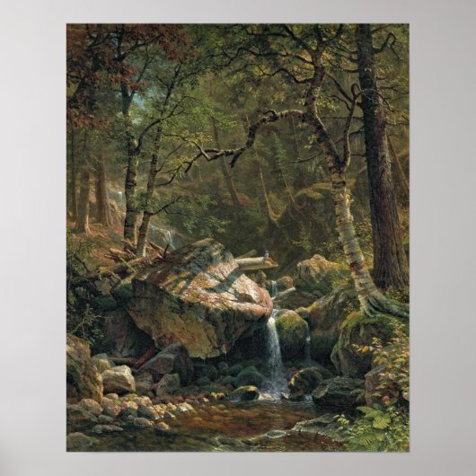 Poster Bierstadt Mountain Brook peinture paysage (Devant)