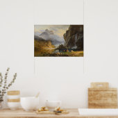 Poster Bierstadt - Pêche à la lance des Indiens (Cuisine)