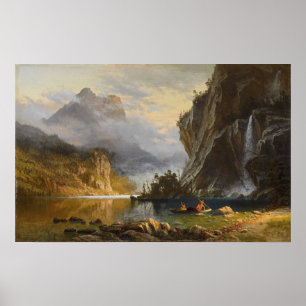 Poster Bierstadt - Pêche à la lance des Indiens