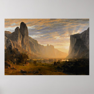 Poster Bierstadt - Vue sur la vallée de Yosemite, art