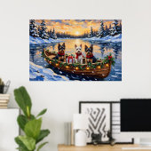 Poster Biewer Terrier Christmas Boat Holiday (Bureau à domicile)