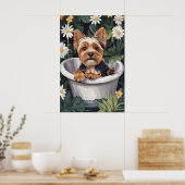 Poster Biewer Terrier In Bathtub Poster, Funny Dog (Cuisine)