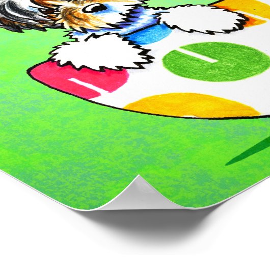 Poster Biewer Yorkie Polka Dot Cup Vert (Coin)