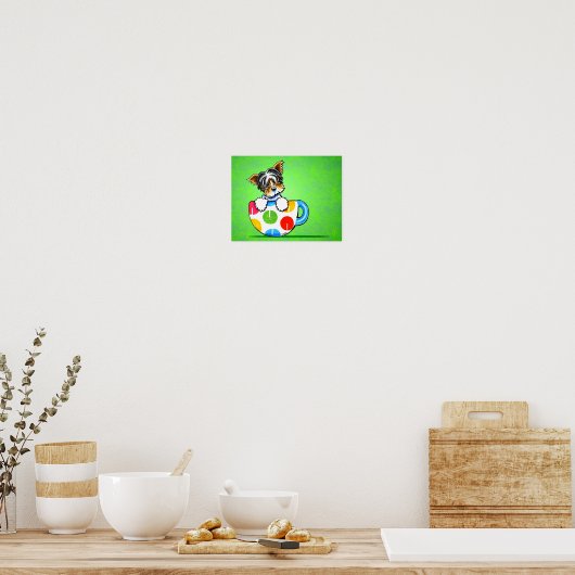 Poster Biewer Yorkie Polka Dot Cup Vert (Cuisine)