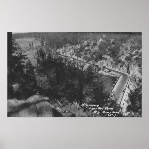 Poster Big Bear Lake, CA Highway au-dessus du barrage