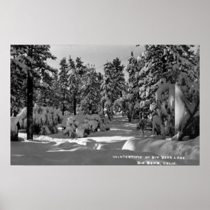 Poster Big Bear Lake, CA in the Winter Snow View