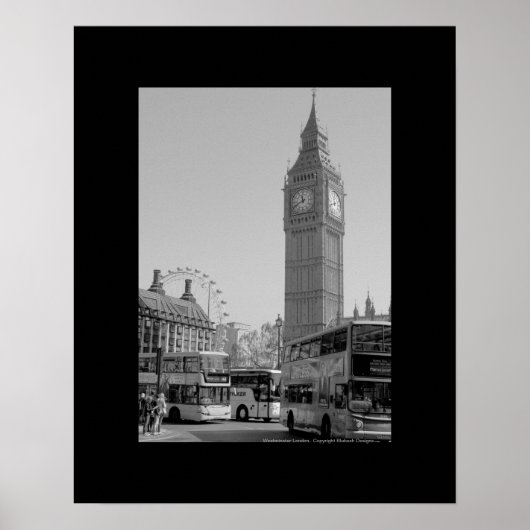 Poster Big Ben et Westminster Londres, art noir et blanc (Devant)
