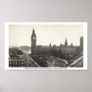 Poster Big Ben & Parlement Carré Londres 1904
