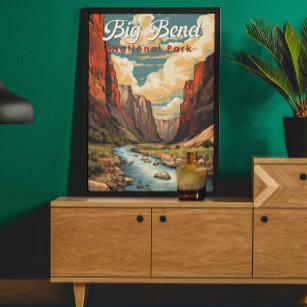 Poster Big Bend National Park Illustration Retro