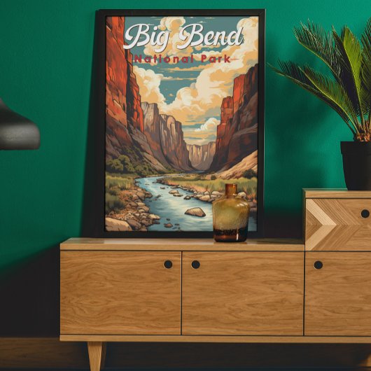 Poster Big Bend National Park Illustration Retro