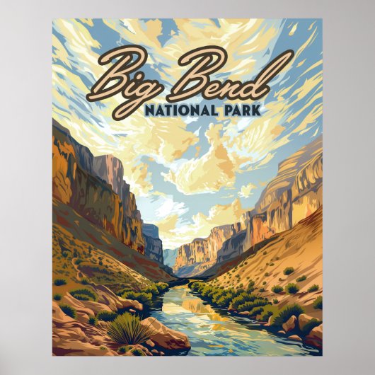 Poster Big Bend National Park Texas Desert Retro (Devant)