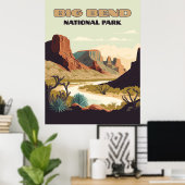 Poster Big Bend National Park Texas Retro Travel (Bureau à domicile)