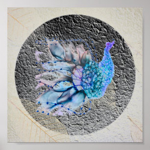 Poster "Big Blue Bird" 8" x 8" encadré et maté