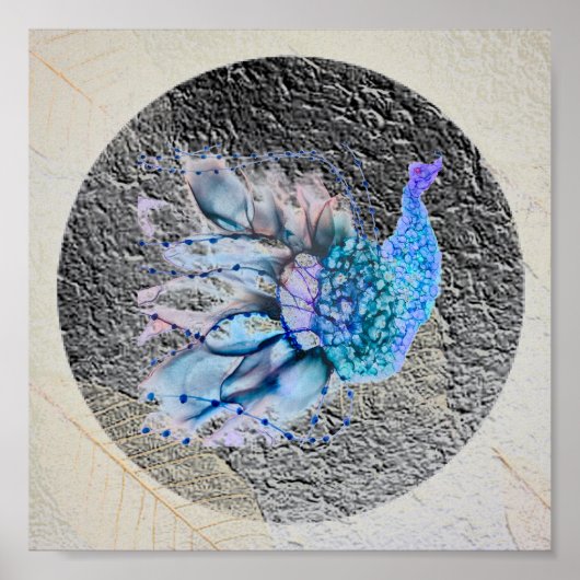 Poster "Big Blue Bird" 8" x 8" encadré et maté (Devant)