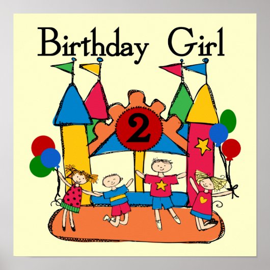 Poster Big Bounce Girl 2nd Birthday Tshirts et cadeaux (Devant)
