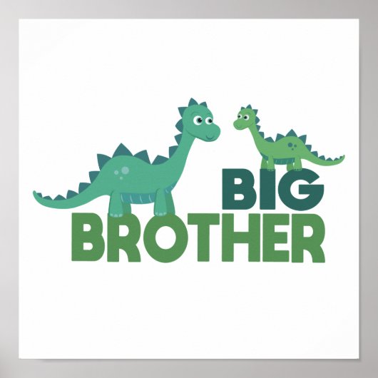 Poster Big brother dinosaur cartoon boys room (Devant)