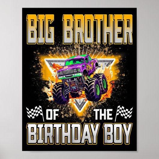 Poster Big Brother Of The Birthday Boy Monster Truck Birt (Devant)