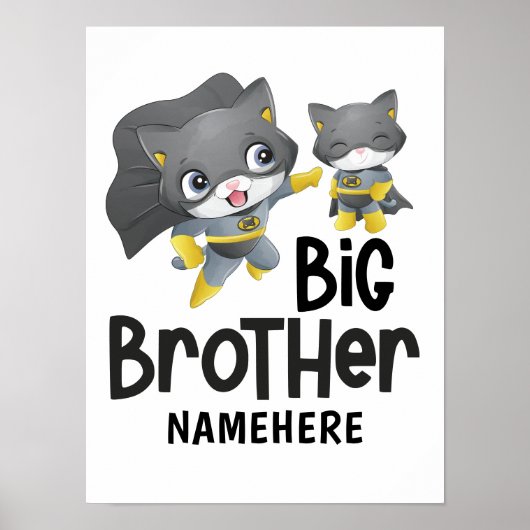 Poster Big Brother Superhero Cat Illustration Custom (Devant)