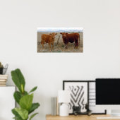 Poster Big Cow Eyes - Red Cattle - Western (Bureau à domicile)
