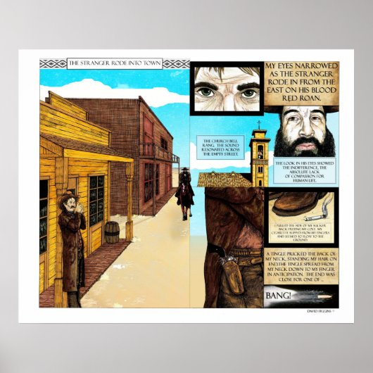 Poster BIG Cowboy bande dessinée vieux style occidental (Devant)