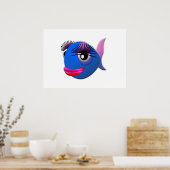 Poster Big Eyelashes Poisson de dessin (Cuisine)