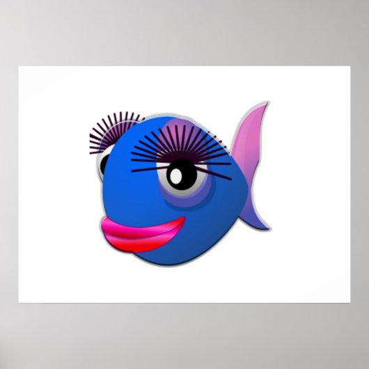Poster Big Eyelashes Poisson de dessin (Devant)