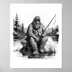 Poster Big Foot Pêche Pêche Drôle Sasquatch Poisson