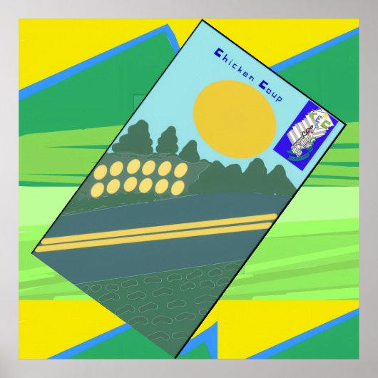 Poster Big Funny Eggs Crossing the Road (Devant)