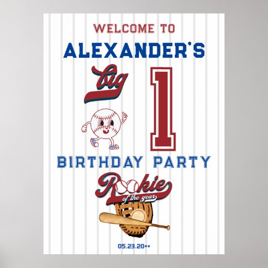 Poster Big One Baseball Rookie Premier anniversaire Bienv (Devant)