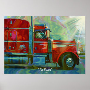 Poster Big Rig Red FreightlinerPoster d'art du conducteur
