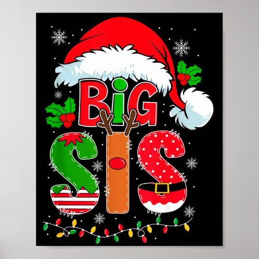 Poster Big Sis Santa Hat New Big Sister Announcement Xmas (Devant)