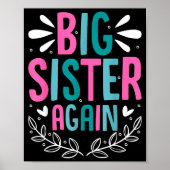 Poster Big Sister Again Girls Sibling Announcement Funny (Devant)