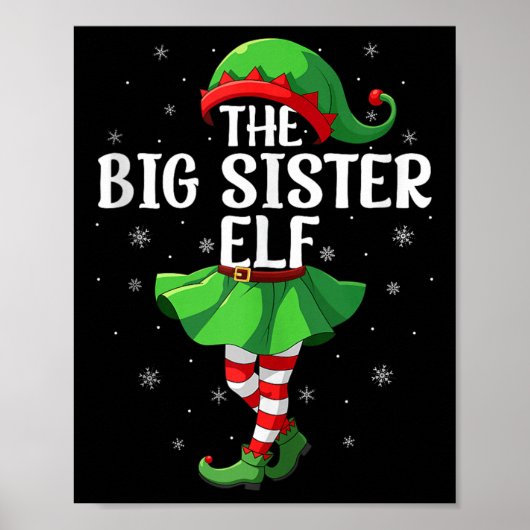 Poster Big Sister Elf Christmas Girls Women Elf Squad Xma (Devant)