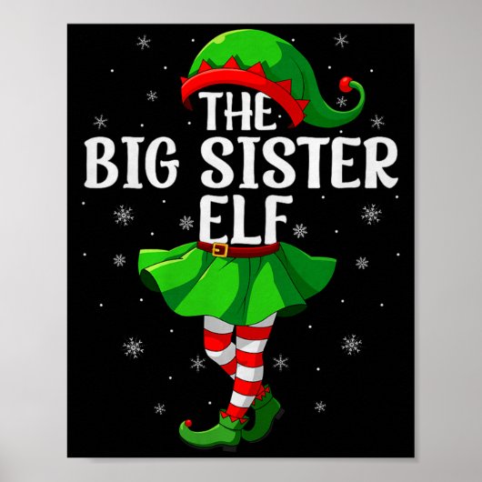 Poster Big Sister Elf Christmas Girls Women Elf Squad Xma (Devant)