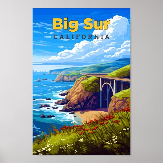 Poster Big Sur California Travel Art Vintage (Devant)