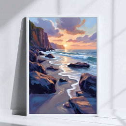 Poster Big Sur, peinture artistique de la côte californie