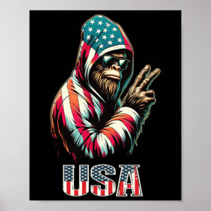 Poster Bigfoot 4 juillet Etats-Unis Patriotique Sasquatch
