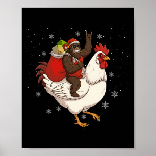 Poster Bigfoot à cheval sur poulet cerf Noël poulet Chris