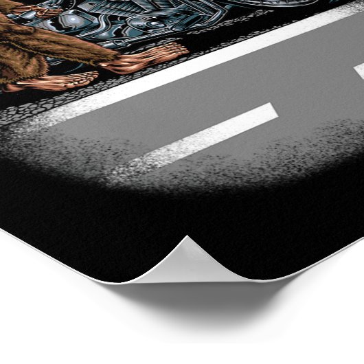 Poster Bigfoot À Vélo Moto Essayant D'Atteindre Un (Coin)