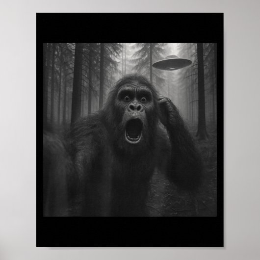 Poster Bigfoot Alien Ufo Selfie Funny Sasquatch Meme Men  (Devant)
