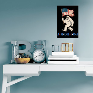 Poster Bigfoot Amérique Patriotique Drôle Sasquatch États