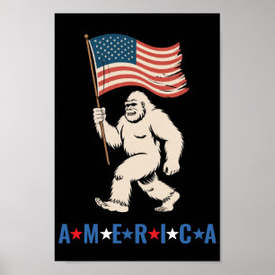 Poster Bigfoot Amérique Patriotique Drôle Sasquatch États