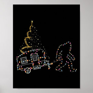 Poster Bigfoot Avec Camping Voiture Lumière Noël