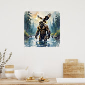 Poster Bigfoot avec un aigle sur son épaule (Cuisine)