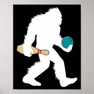Poster Bigfoot Bowling Sport Drôle Piste Sasquatch Joueur